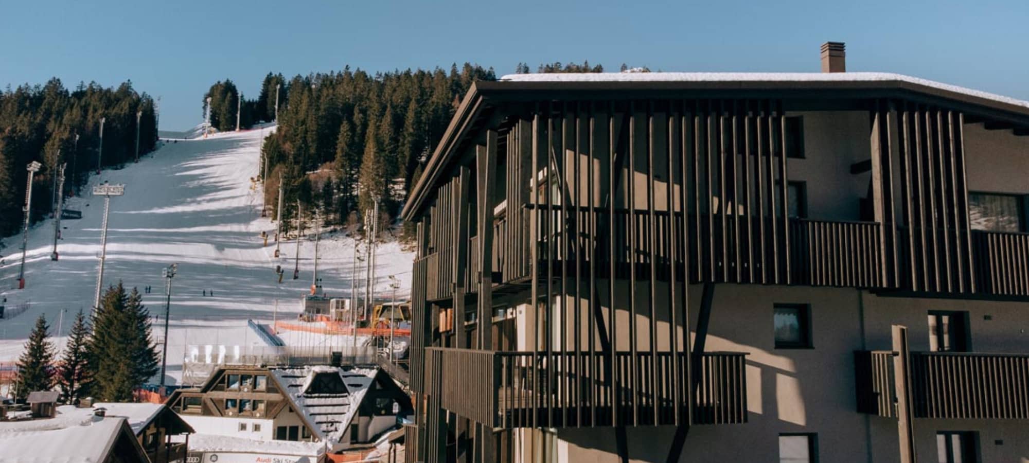 Ski-in, ski-out chalet with direct views of the floodlit slopes