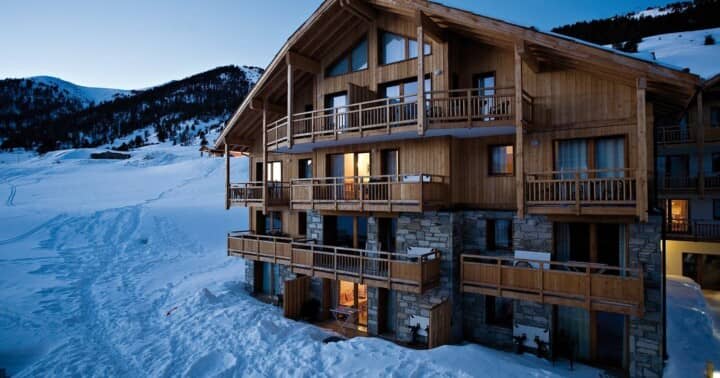 Ski-in/ski-out chalet with private balconies and mountain views