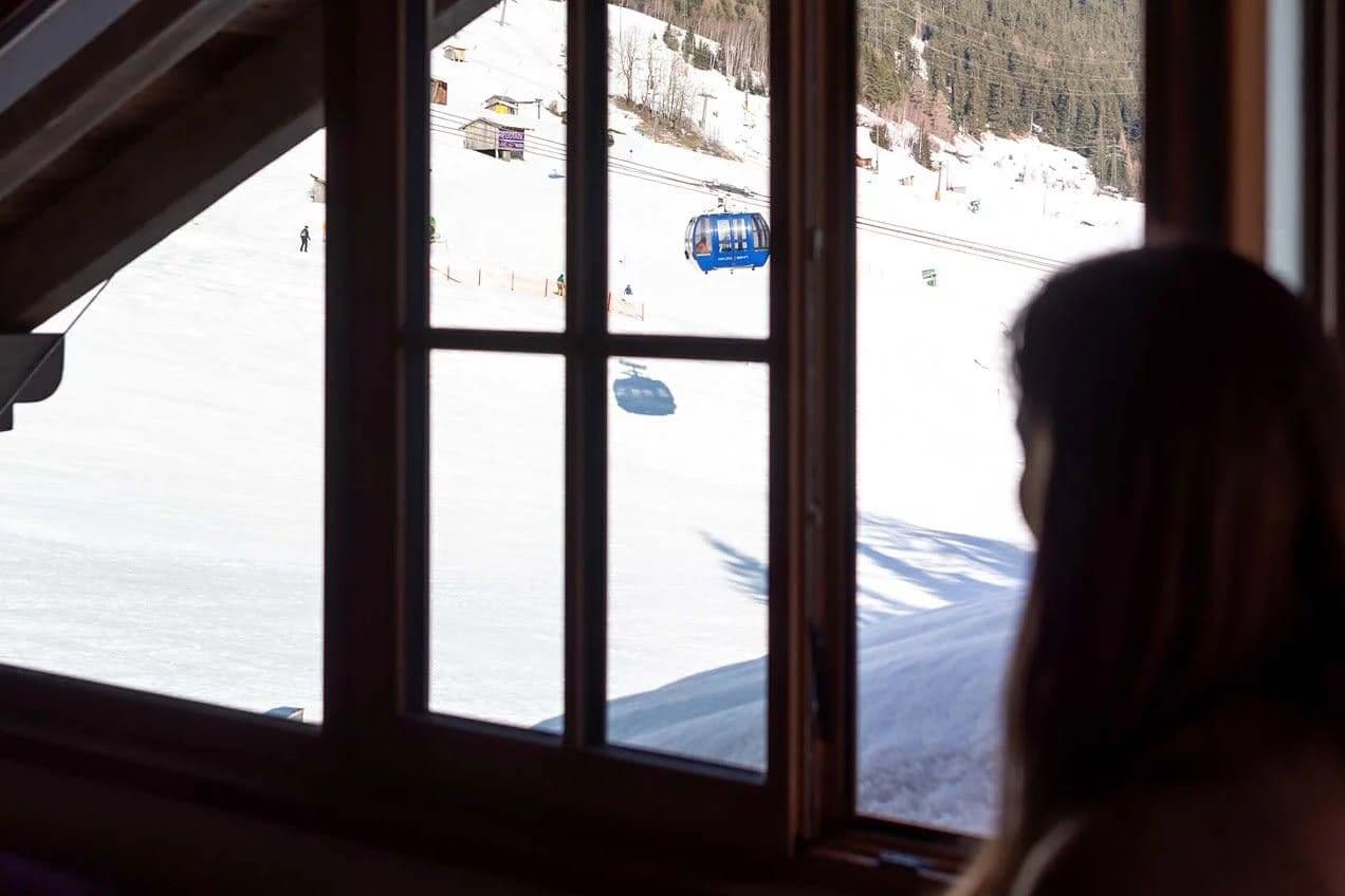 Ski-in/ski-out access with views of the mountain gondola