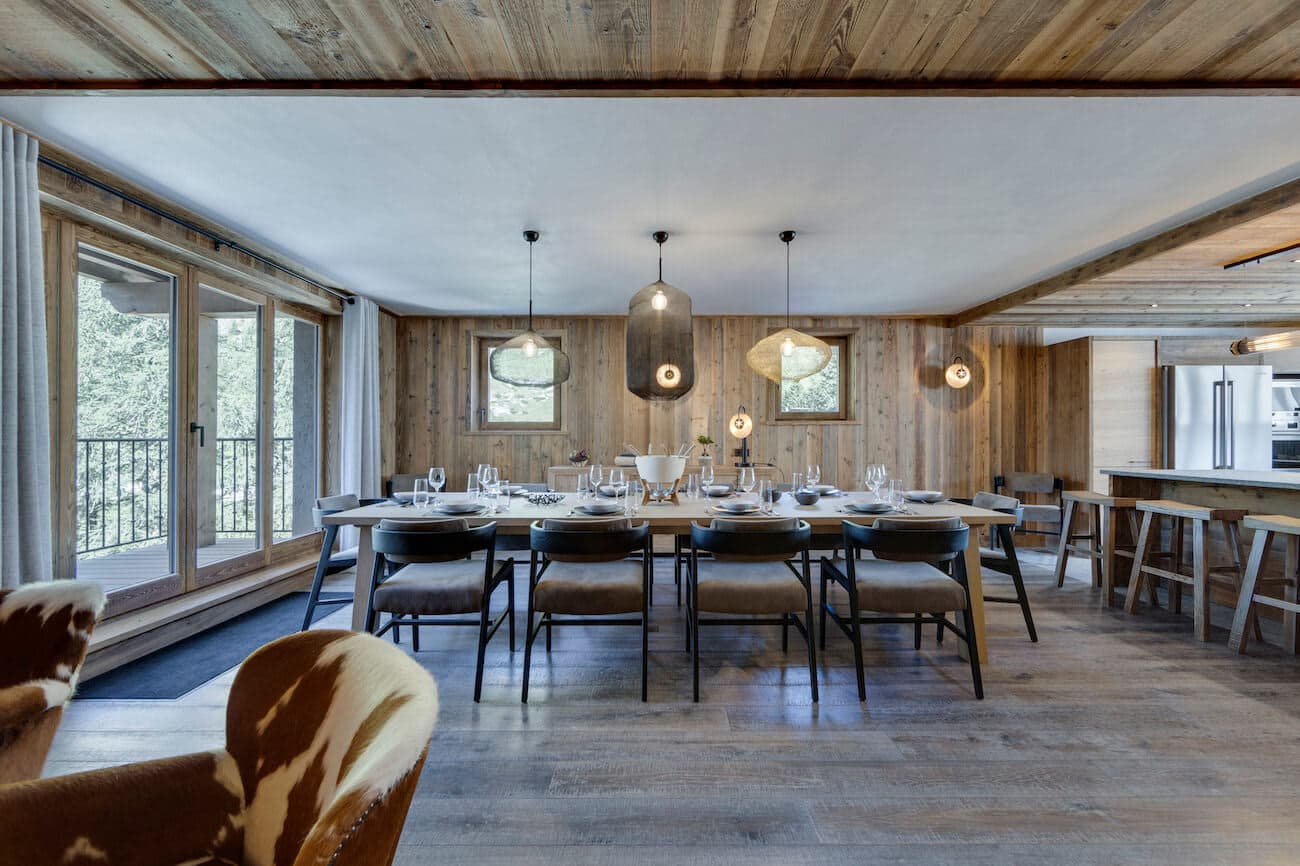 Dining table with seating for 10; adjacent to kitchen island