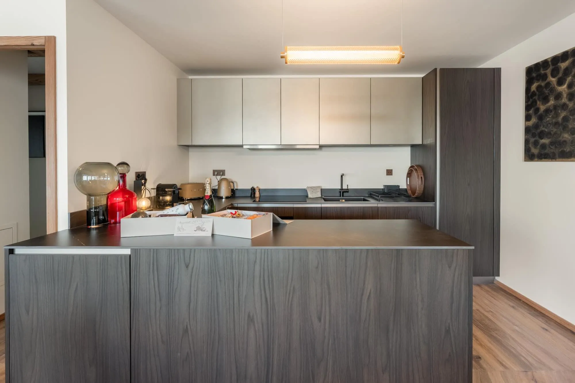 Open-plan kitchen with induction hob and island