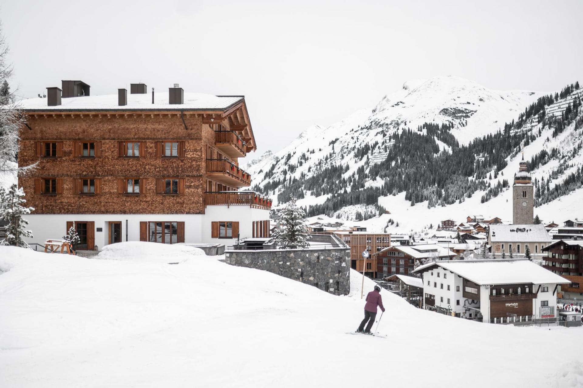 Ski-in, ski-out chalet entrance with direct access to village trails