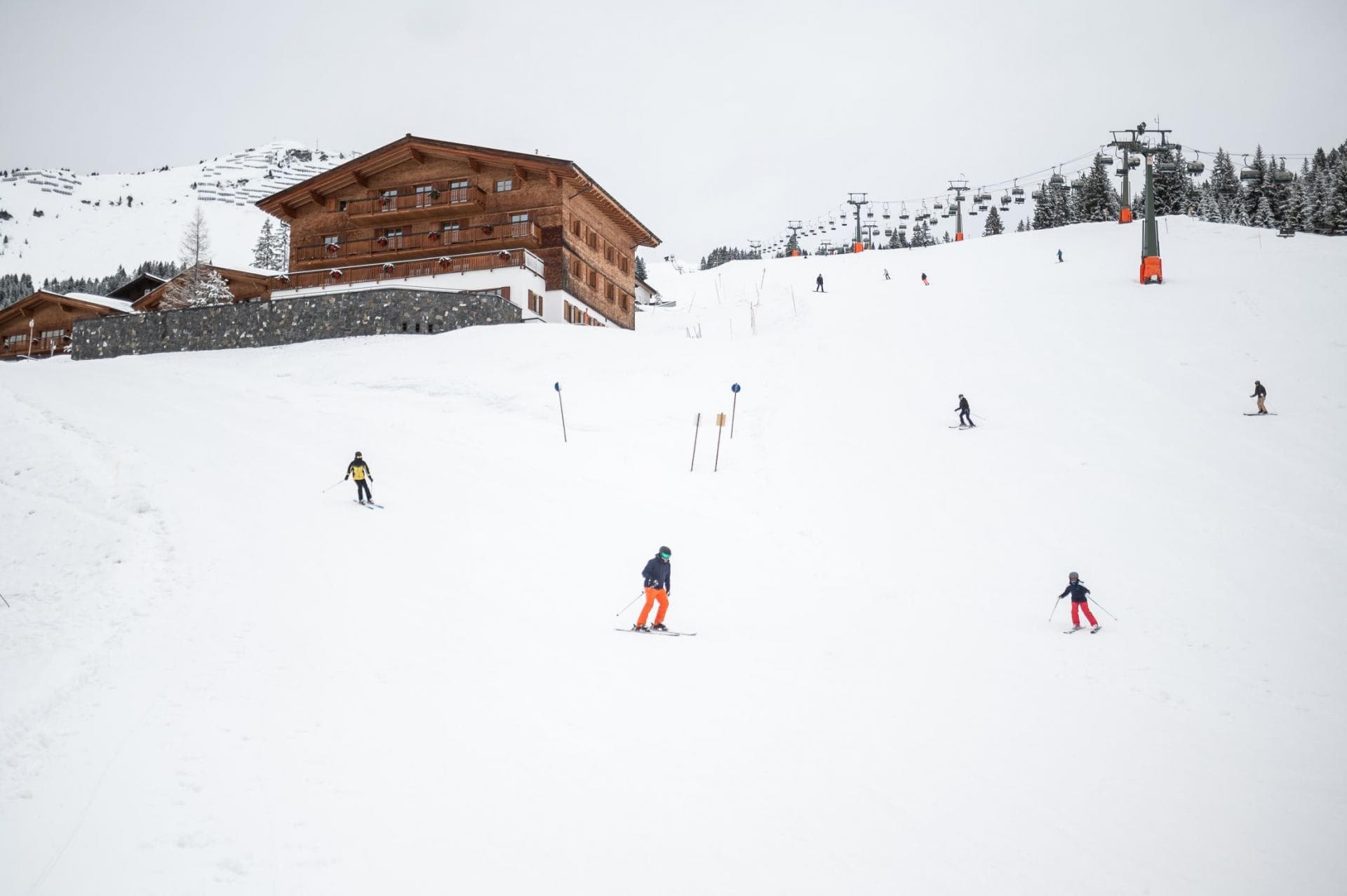 Ski-in, ski-out chalet located directly on groomed piste near chairlift