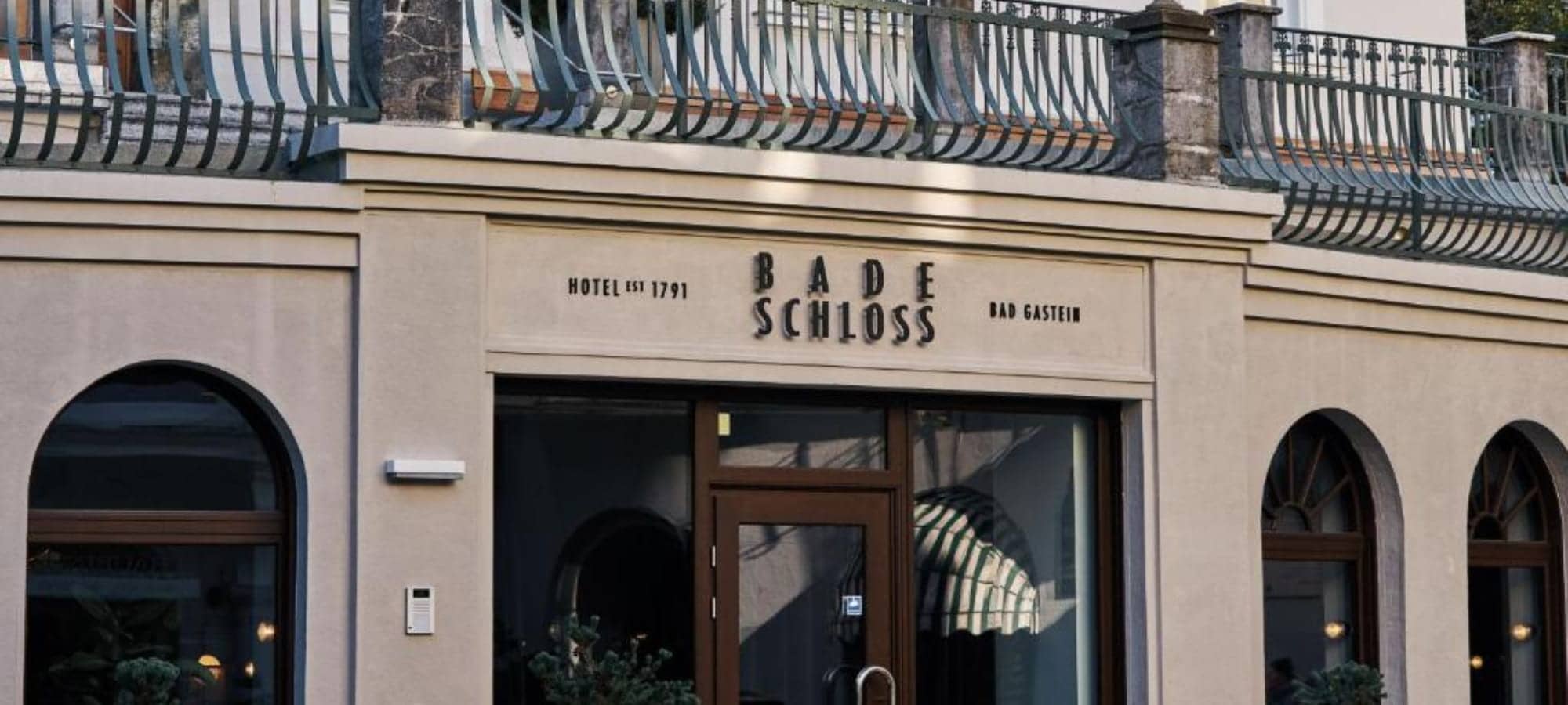 Hotel Badeschloss entrance in Bad Gastein; established in 1791