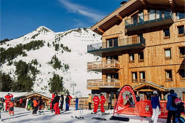 Ski-in/ski-out chalet with private balconies and direct access to chairlifts