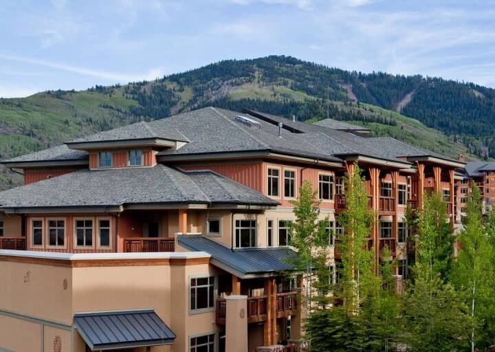 Lodge exterior with mountain views and direct access to ski runs