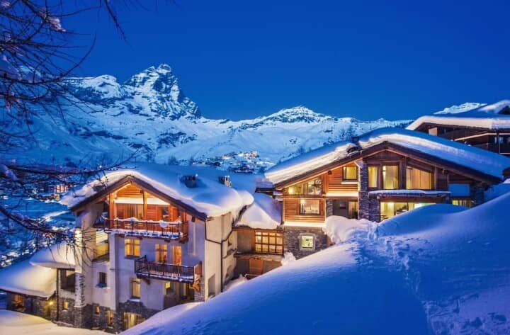 Ski-in/ski-out chalet with Matterhorn views and private balconies