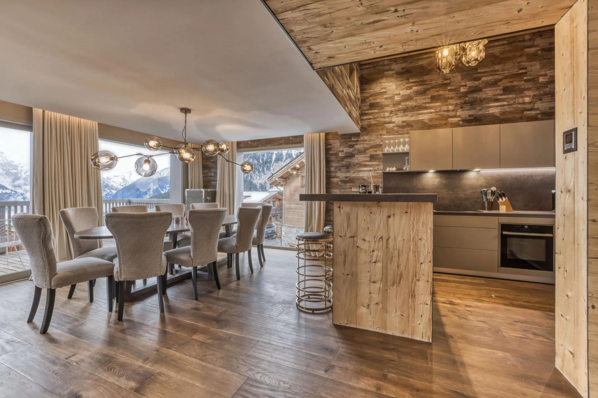 Open-plan dining room beside the kitchen and living area