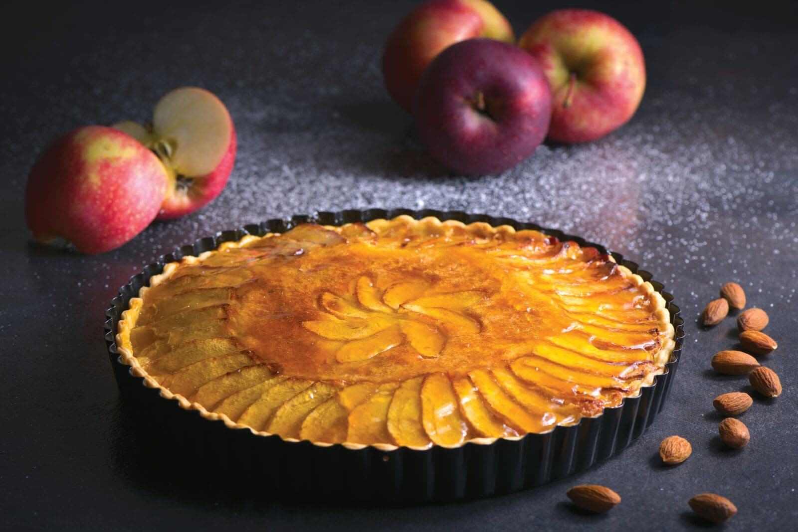 Welcome treat of fresh apple tart; includes local fruit and nuts