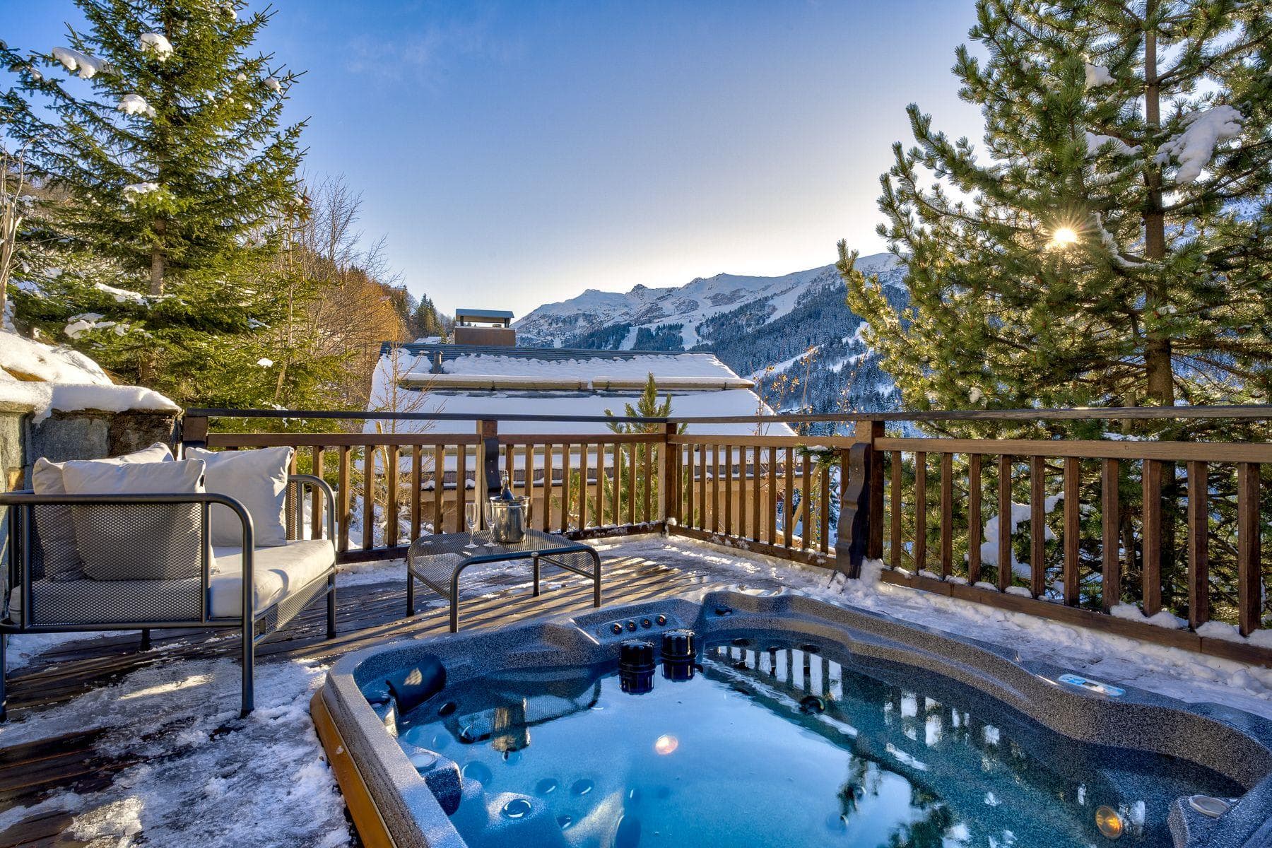 Private deck with hot tub and mountain views