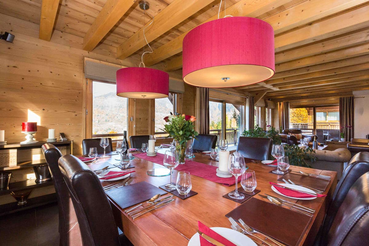 Dining area with seating for 10 and mountain views
