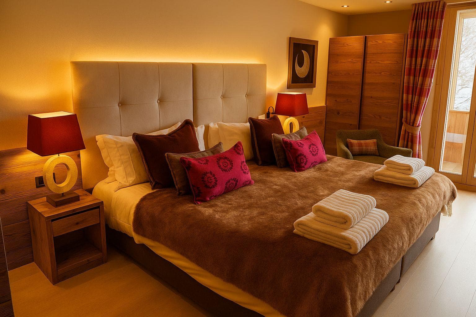 Guest bedroom with super king bed and balcony access