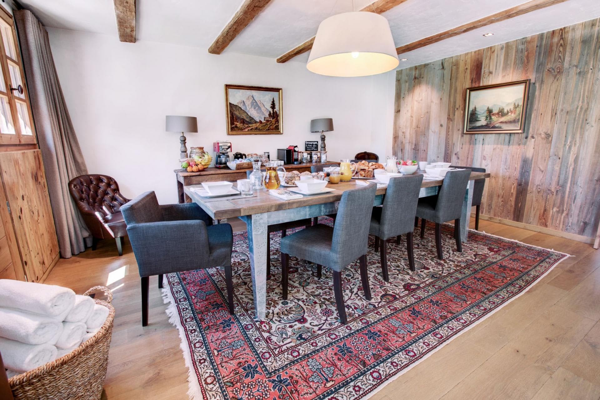 Dining area with seating for 8 and dedicated coffee station