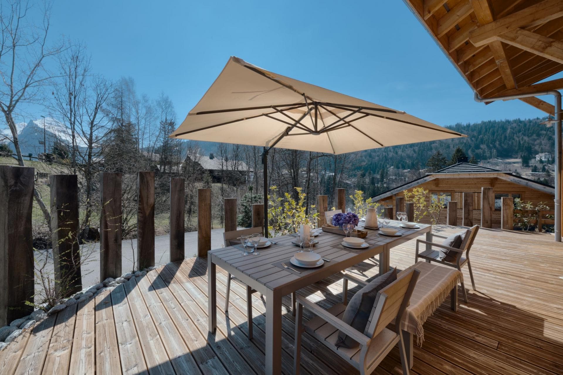Sun deck with dining for 8 and mountain views