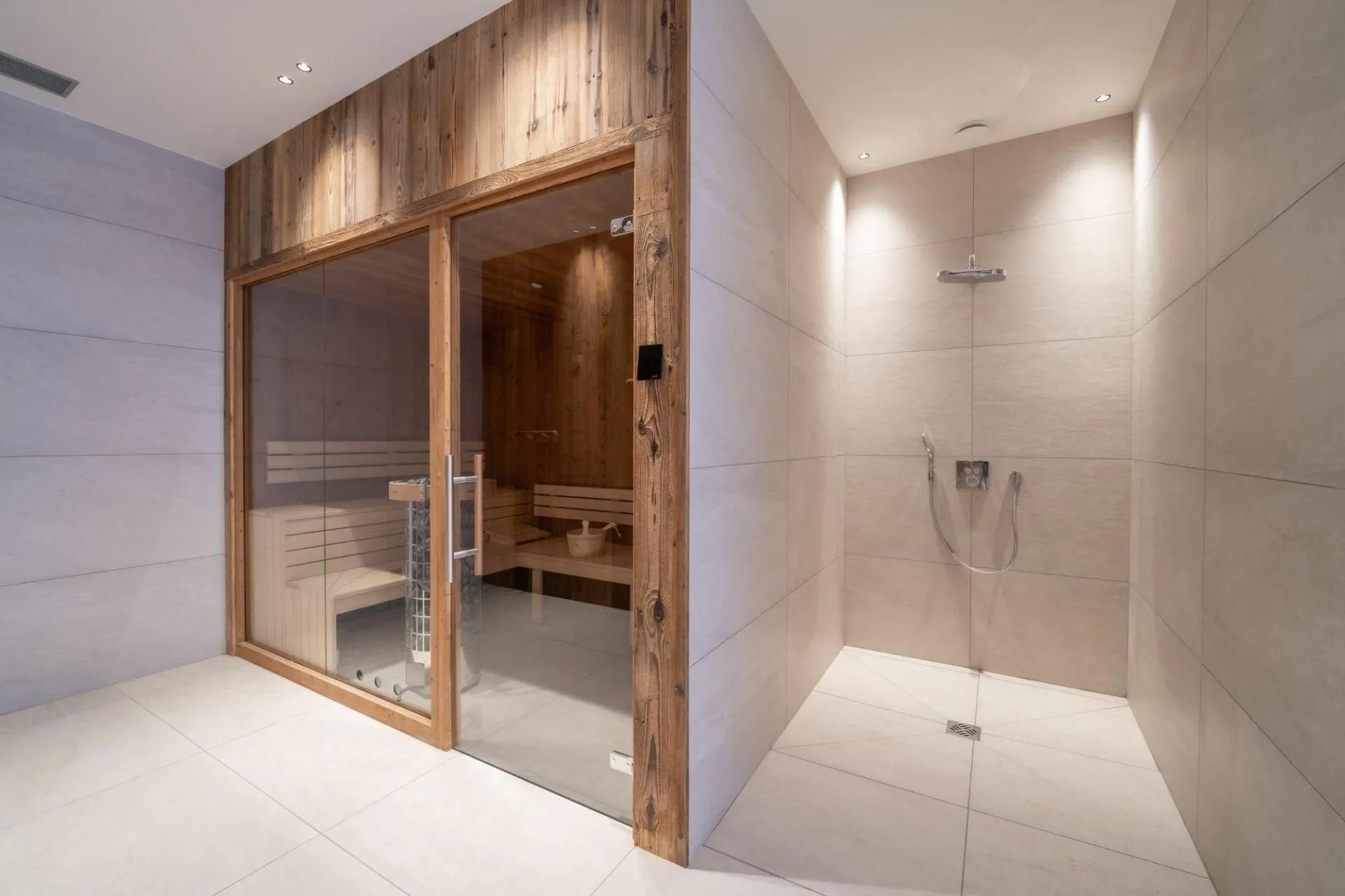 Walk-in shower in the wellness area
