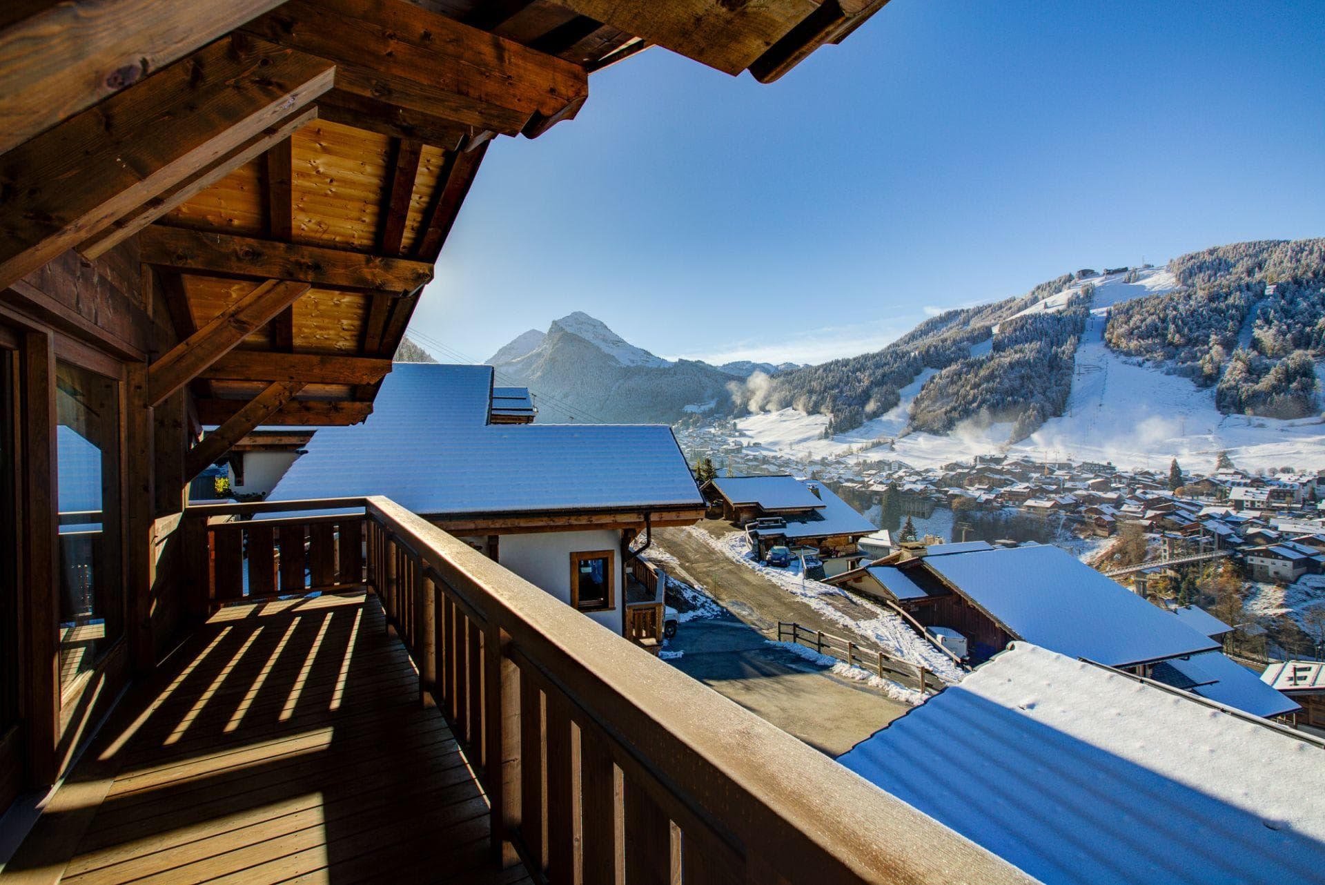 Private balcony with views of ski runs and mountain village