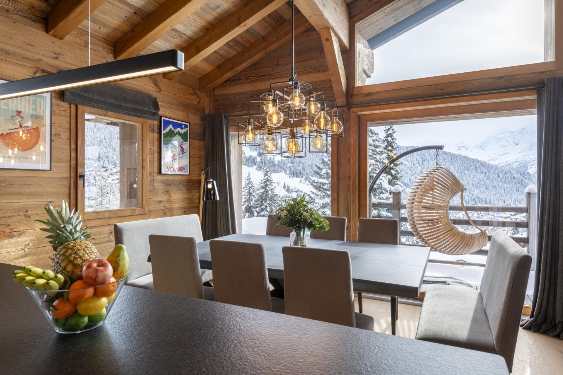 Dining area with seating for 8 and mountain views