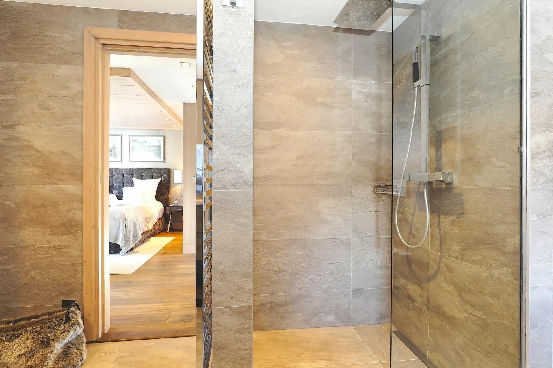 En-suite shower room with a heated towel rail