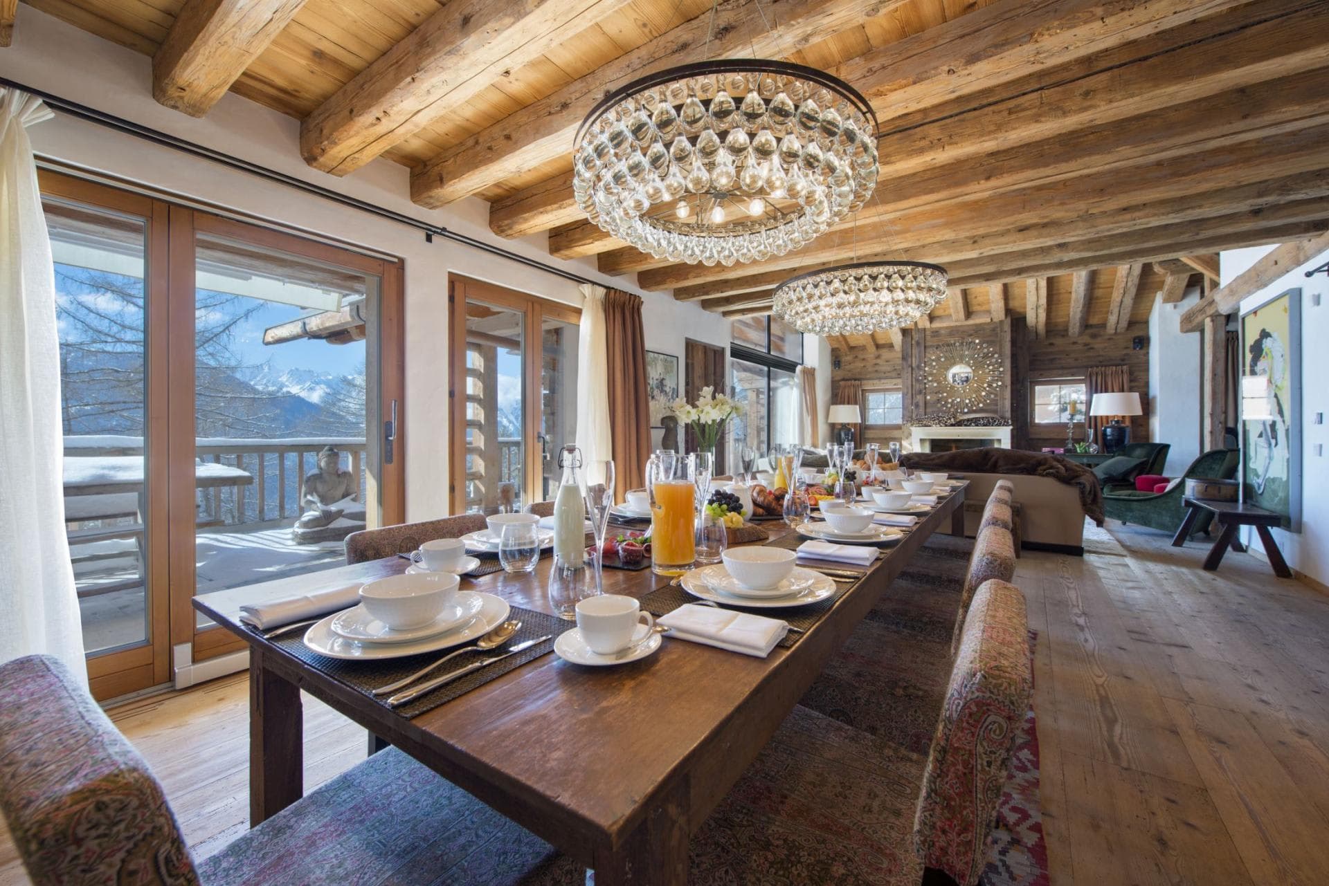 Dining area with seating for 12 and alpine valley views