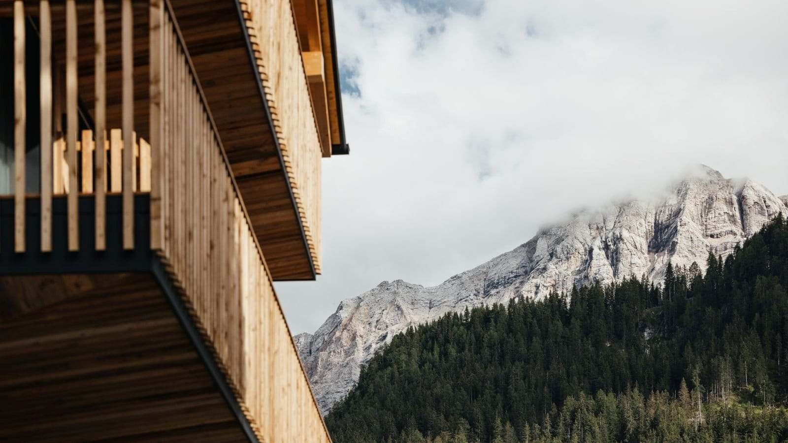 Private balcony with views of the Dolomite mountains
