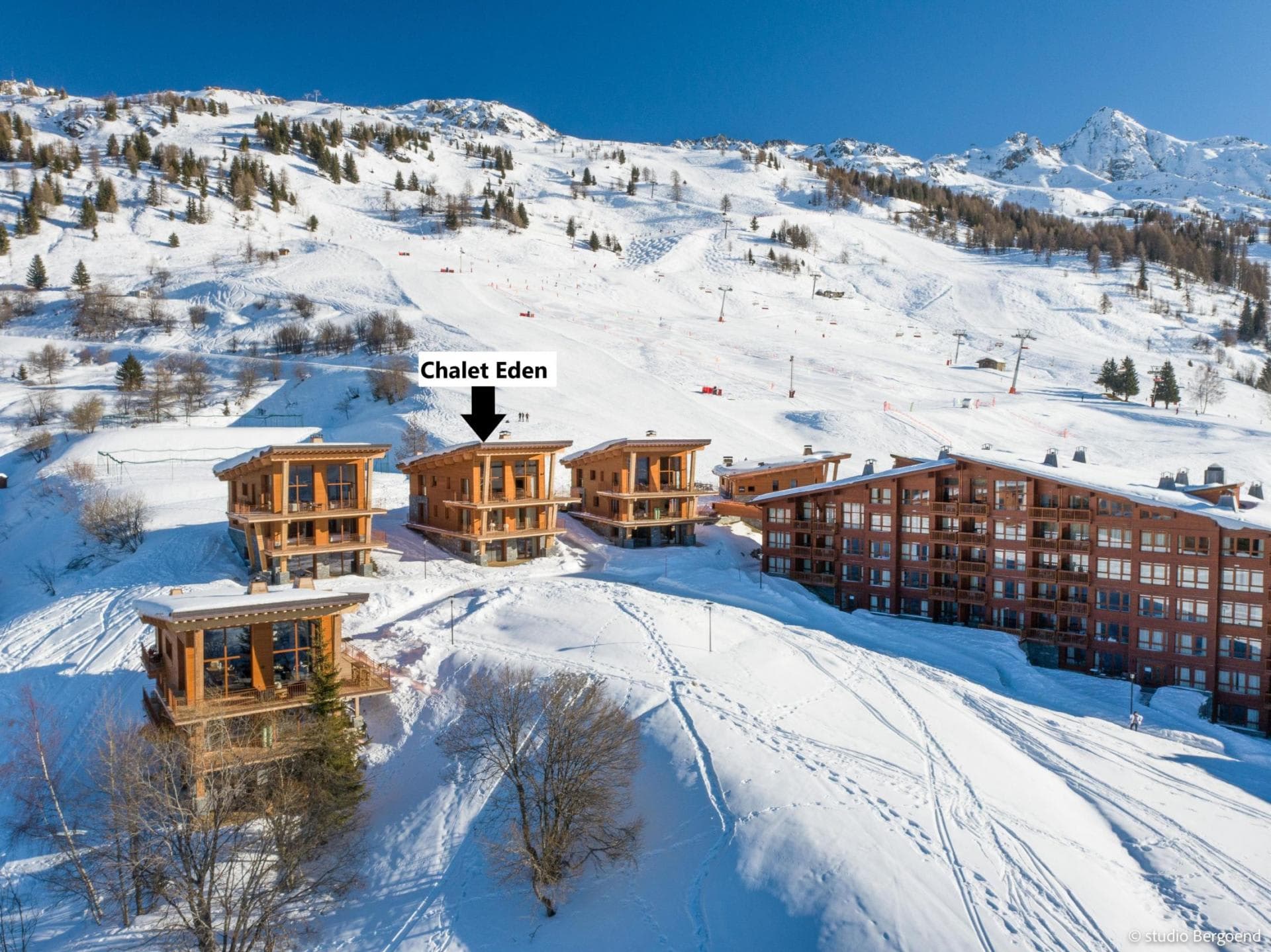 Ski-in ski-out chalet location with direct access to groomed slopes