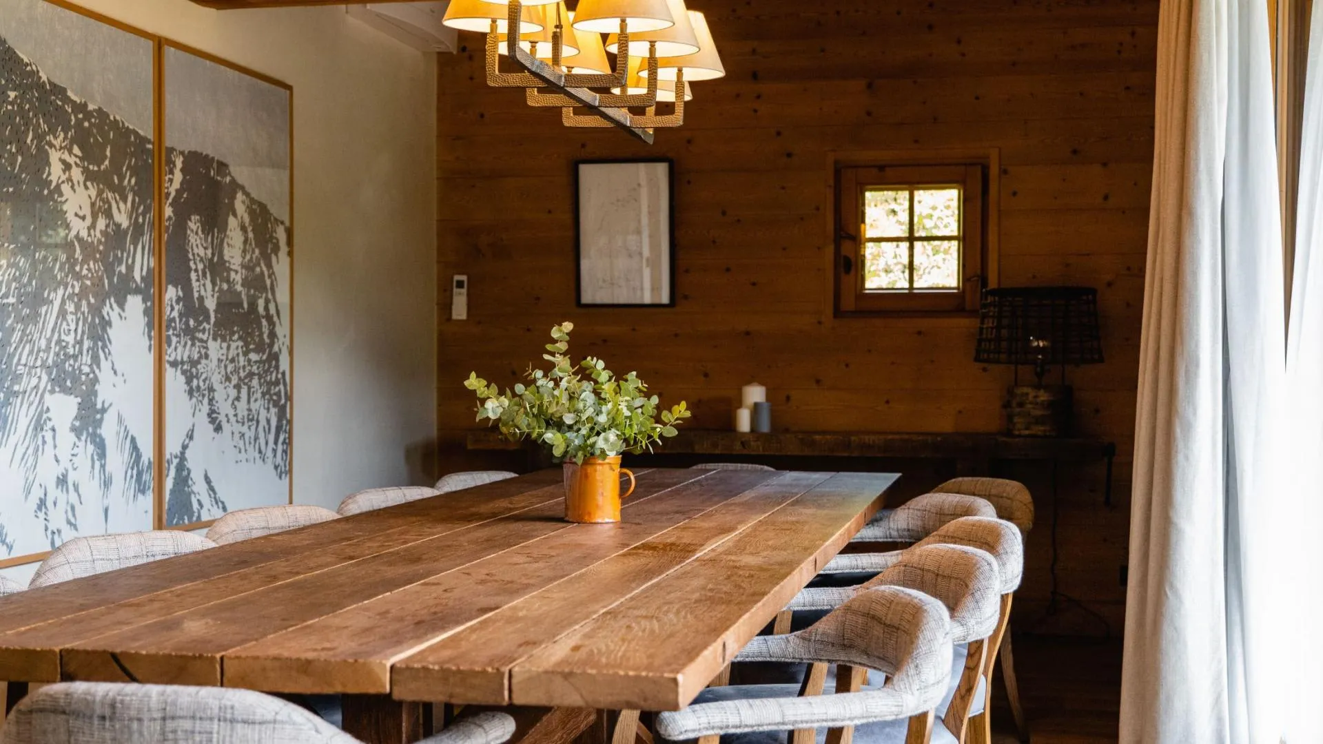 Dining area with timber table and seating for 10