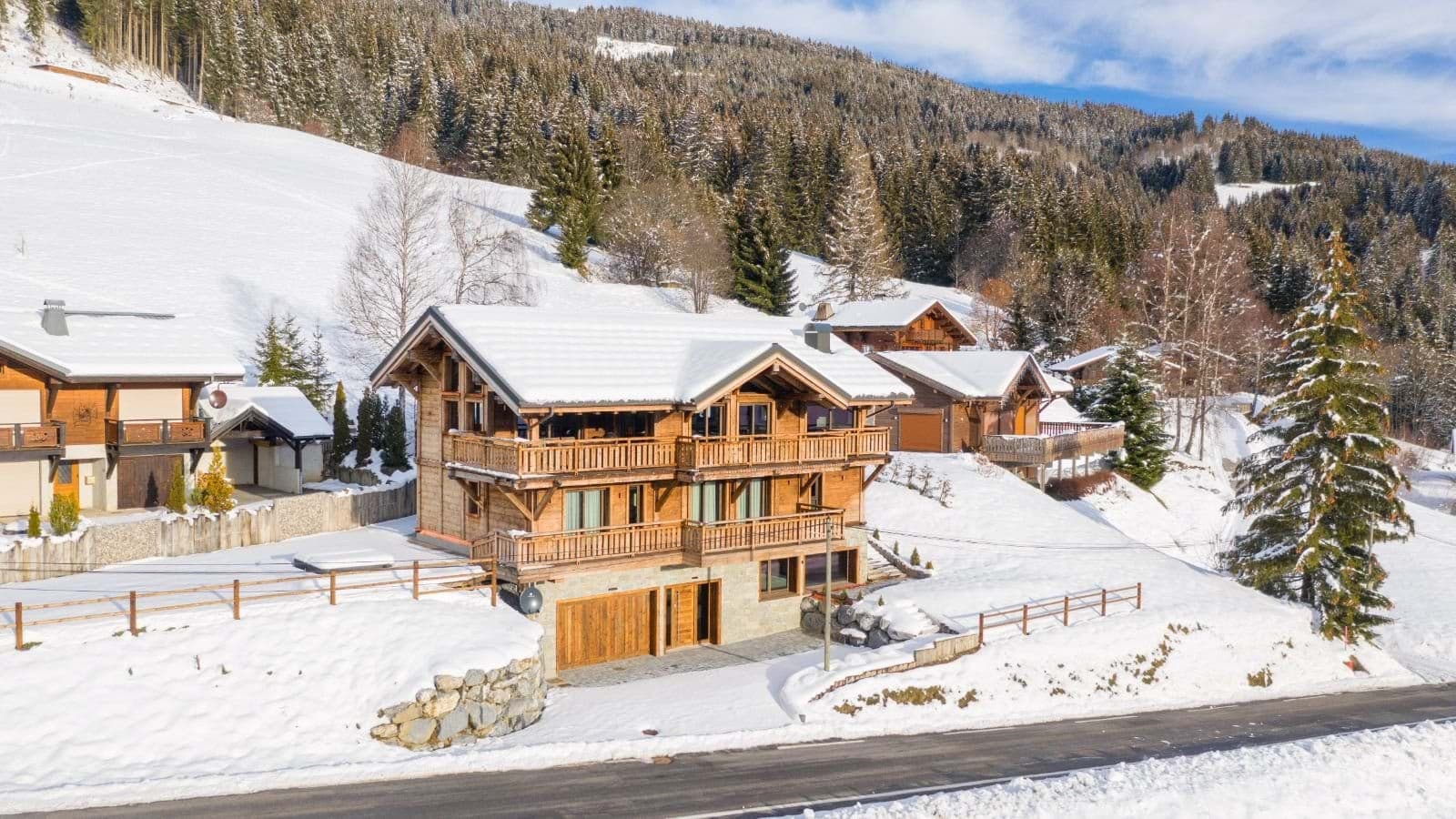 Ski-in chalet with heated garage and wraparound balconies