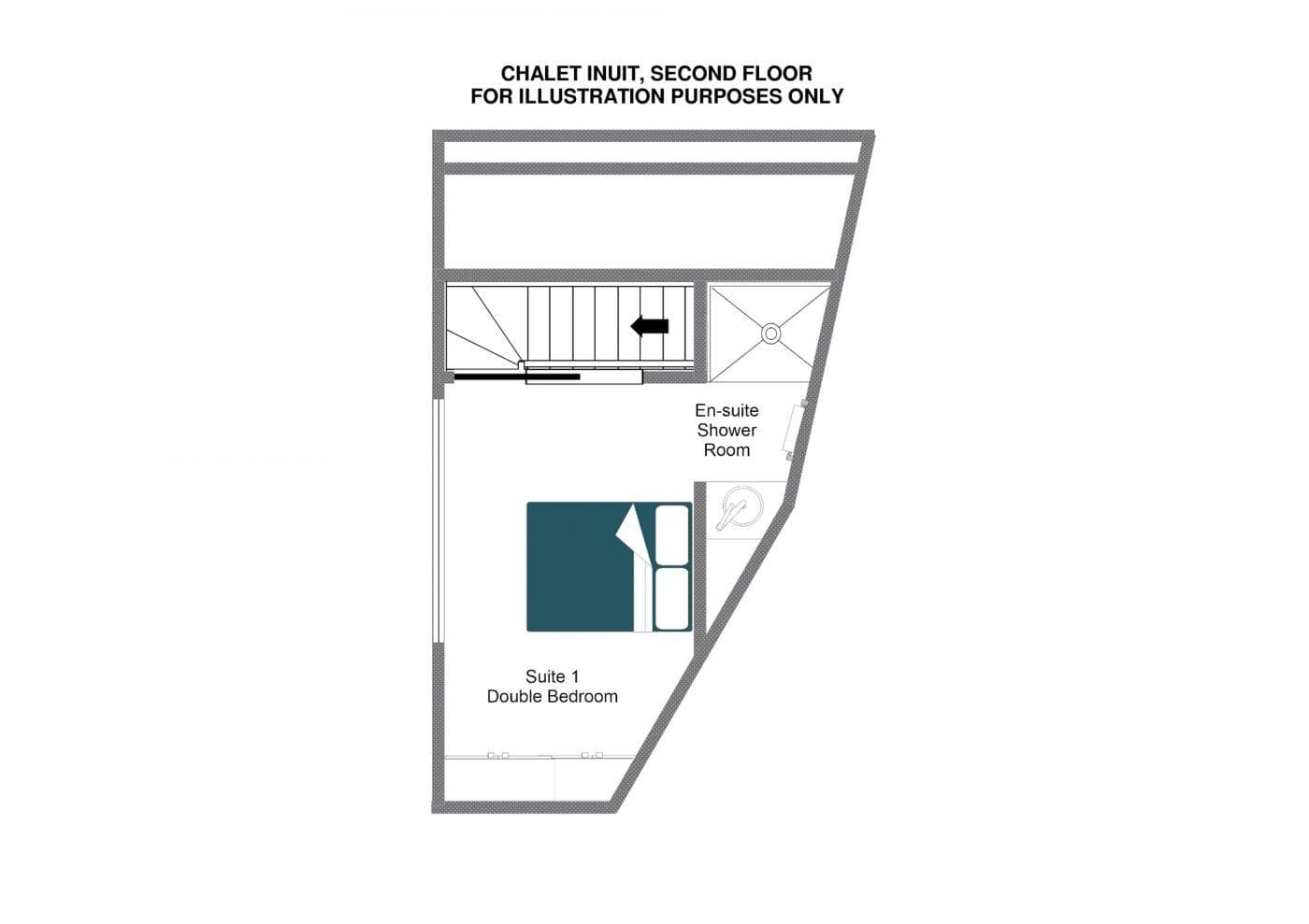 Second floor plan: double bedroom suite with en-suite shower room