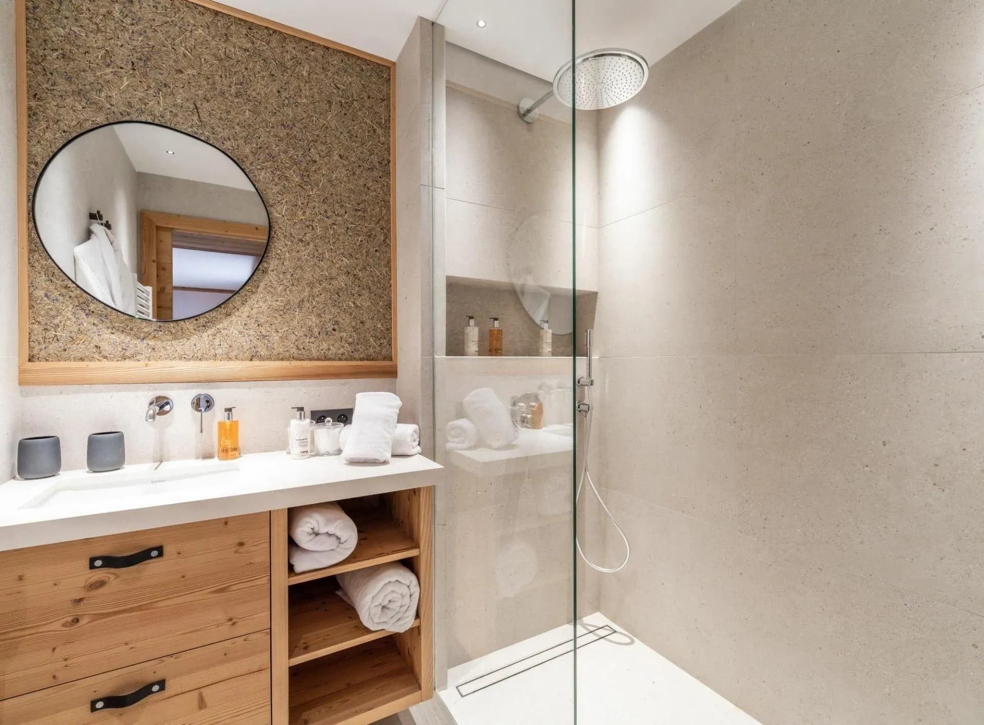 En-suite walk-in shower room with vanity