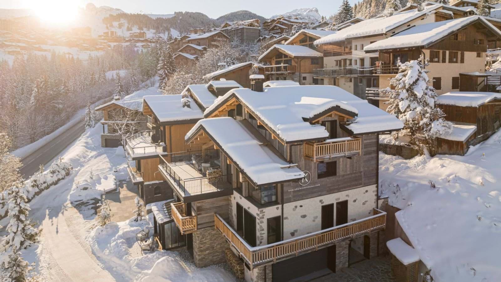 Multi-level alpine chalet with private balconies and mountain views