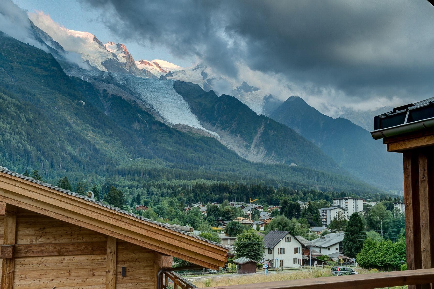Balcony view of Bossons Glacier and Chamonix valley