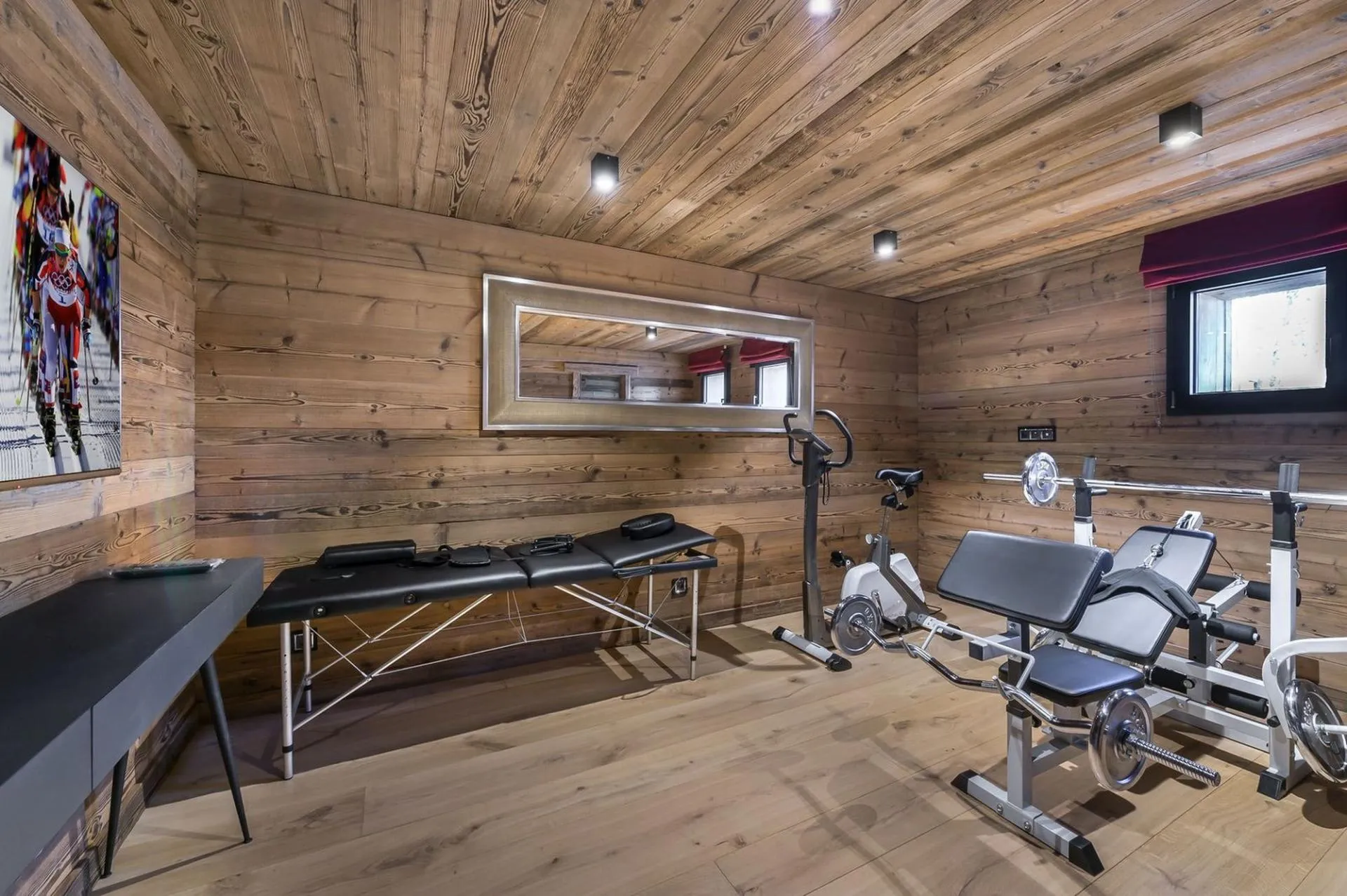 Fitness room with exercise equipment