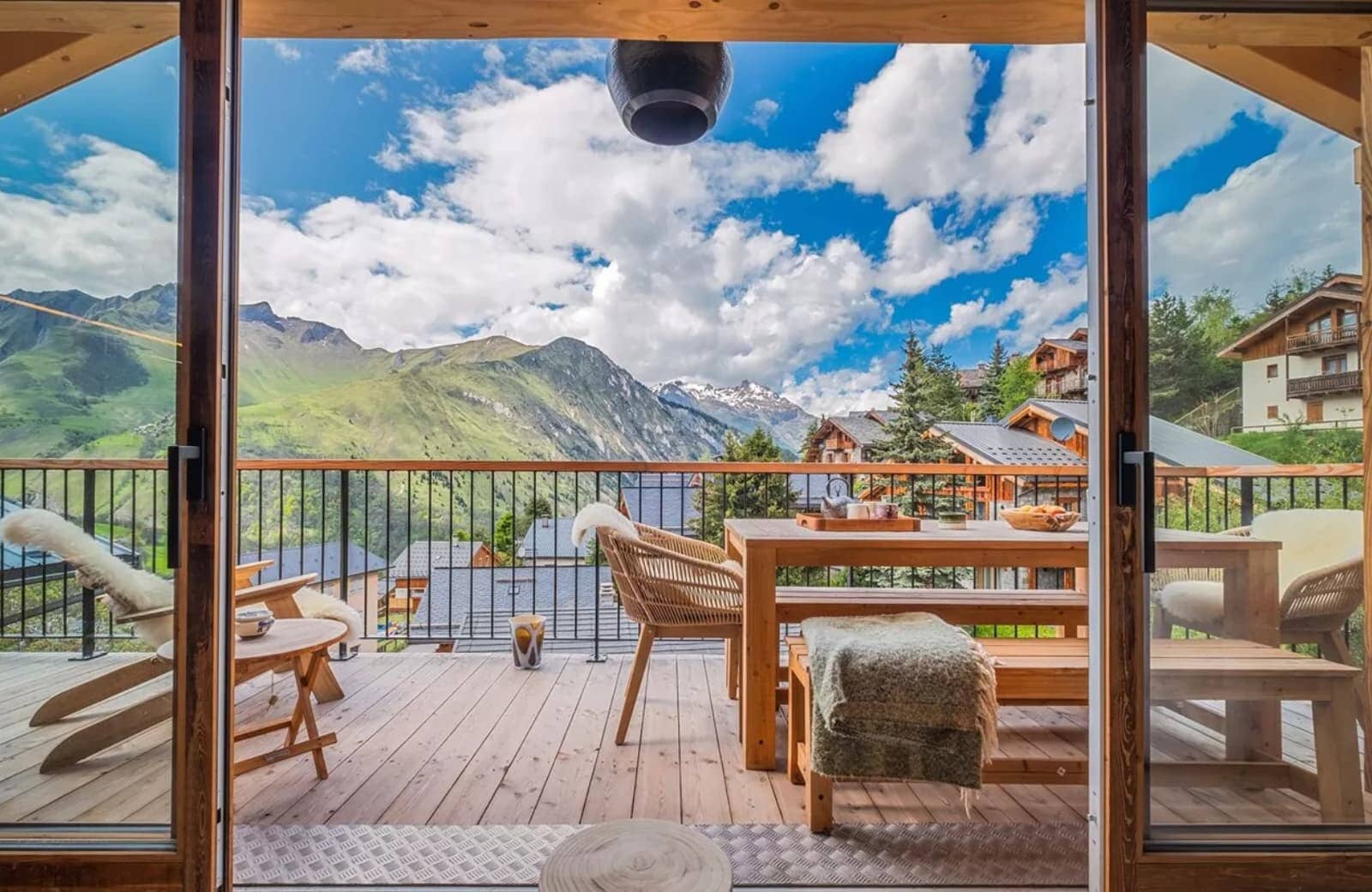 Private deck with dining for 6 and mountain views