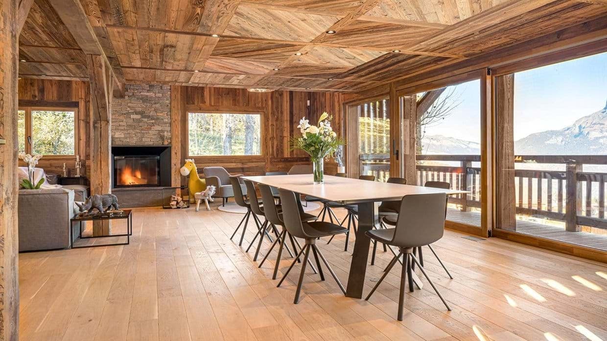 Dining area seats 10; fireplace and mountain views