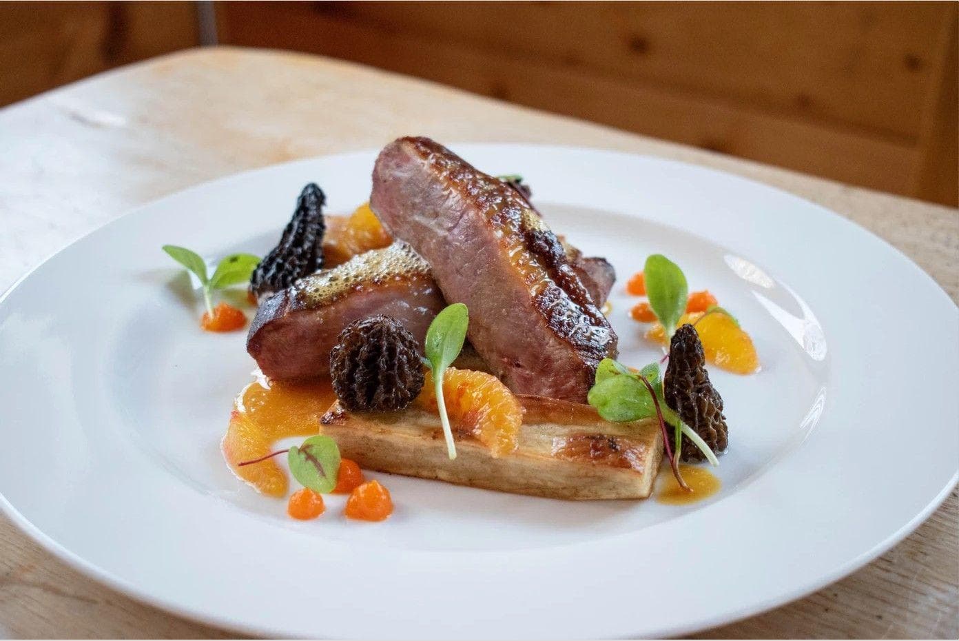 Private chef services available; gourmet dining highlighting local seasonal ingredients