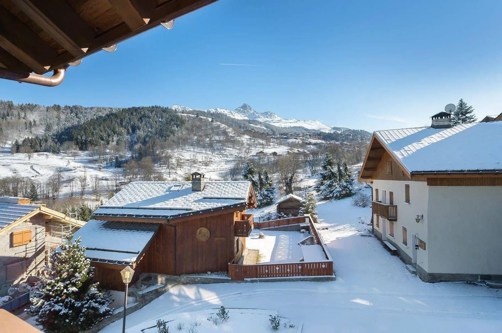 Snowy mountain view from the chalet