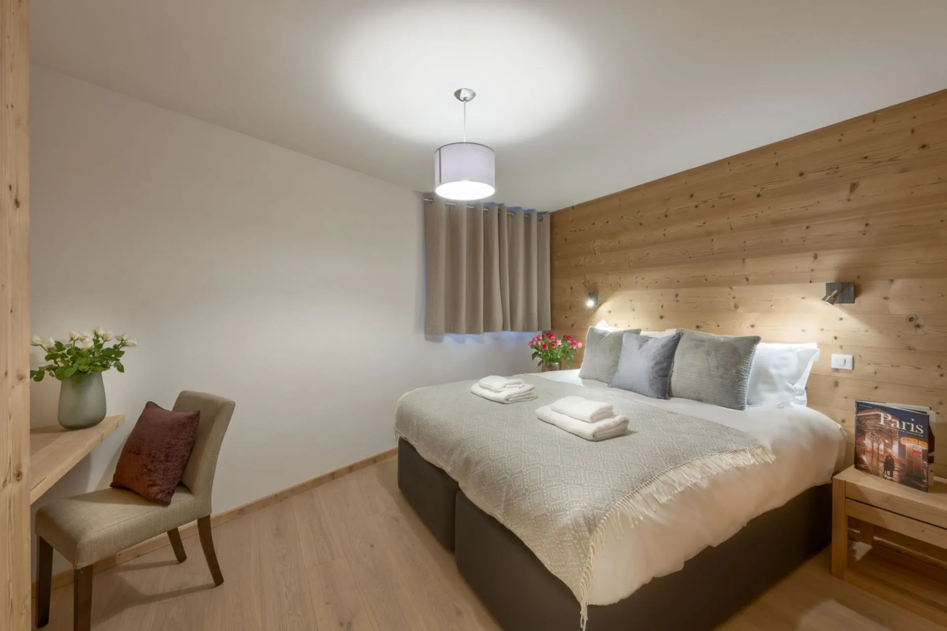 Bedroom with a king bed and built-in desk
