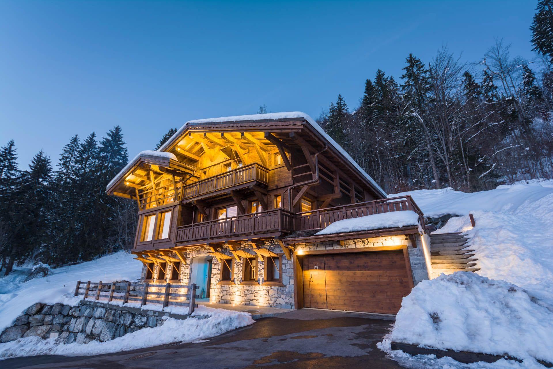 Ski-in/ski-out chalet with private garage and two levels of balconies