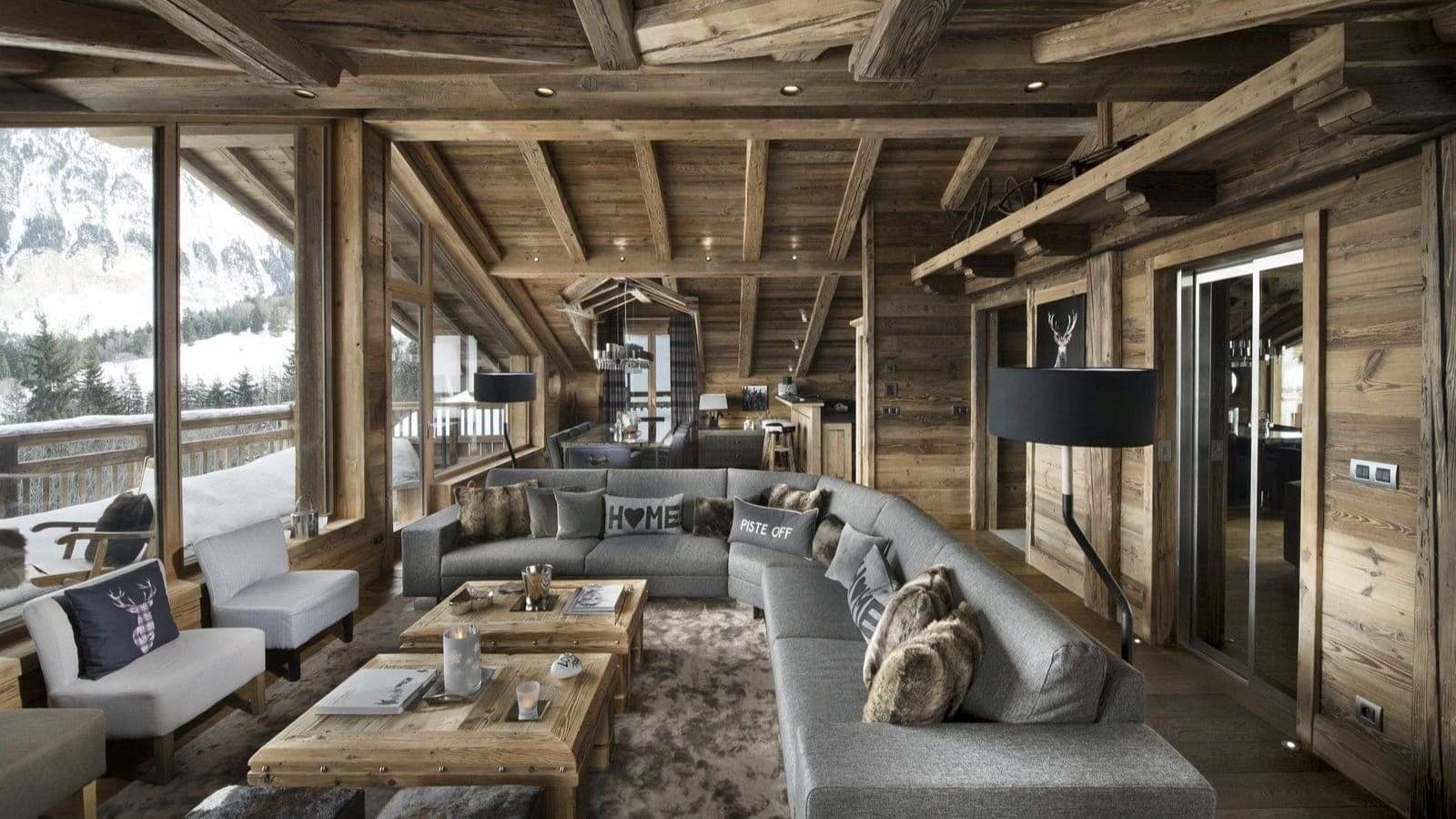 Living area with mountain views and private elevator access