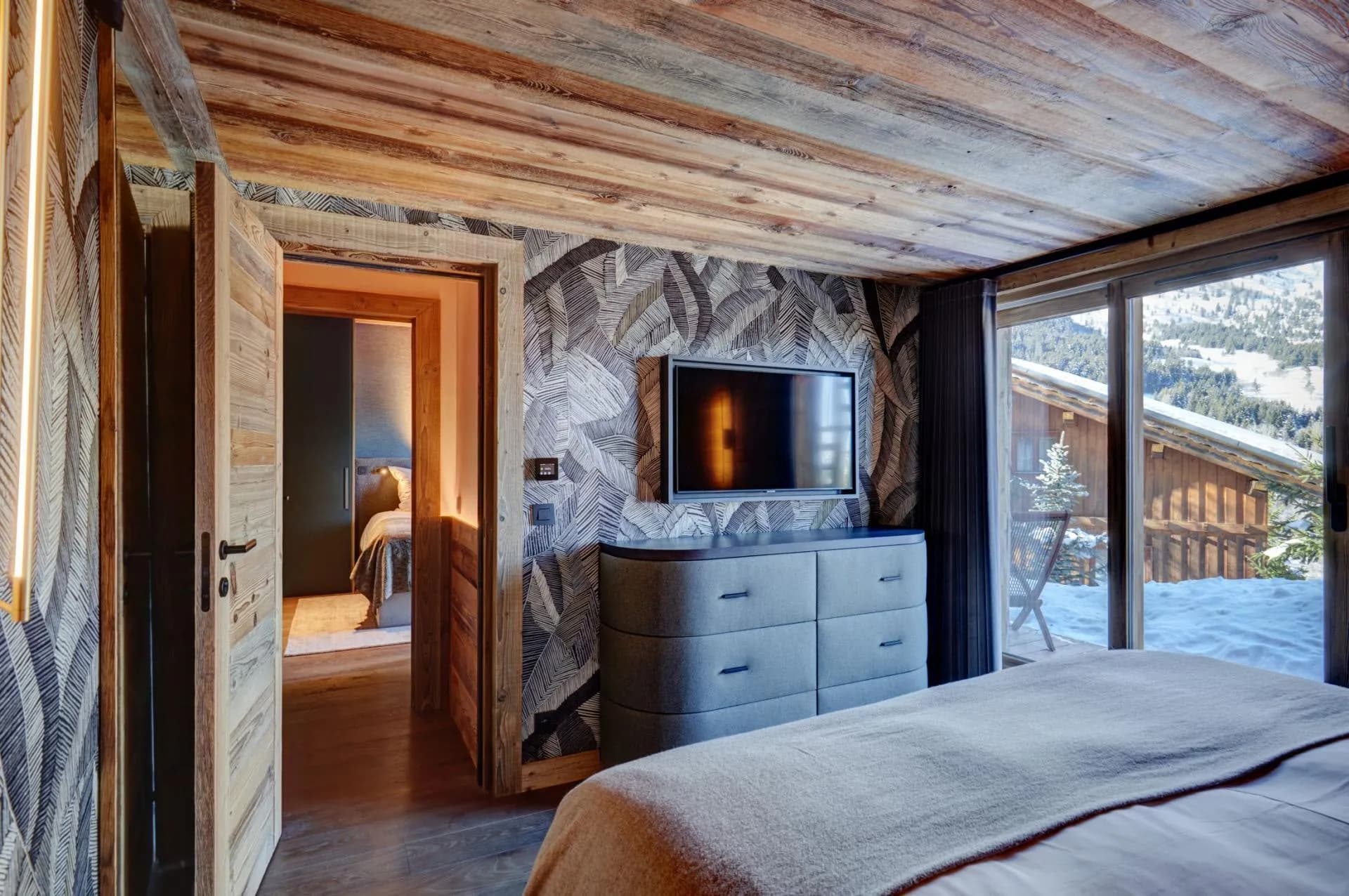 Bedroom television and glazed doors