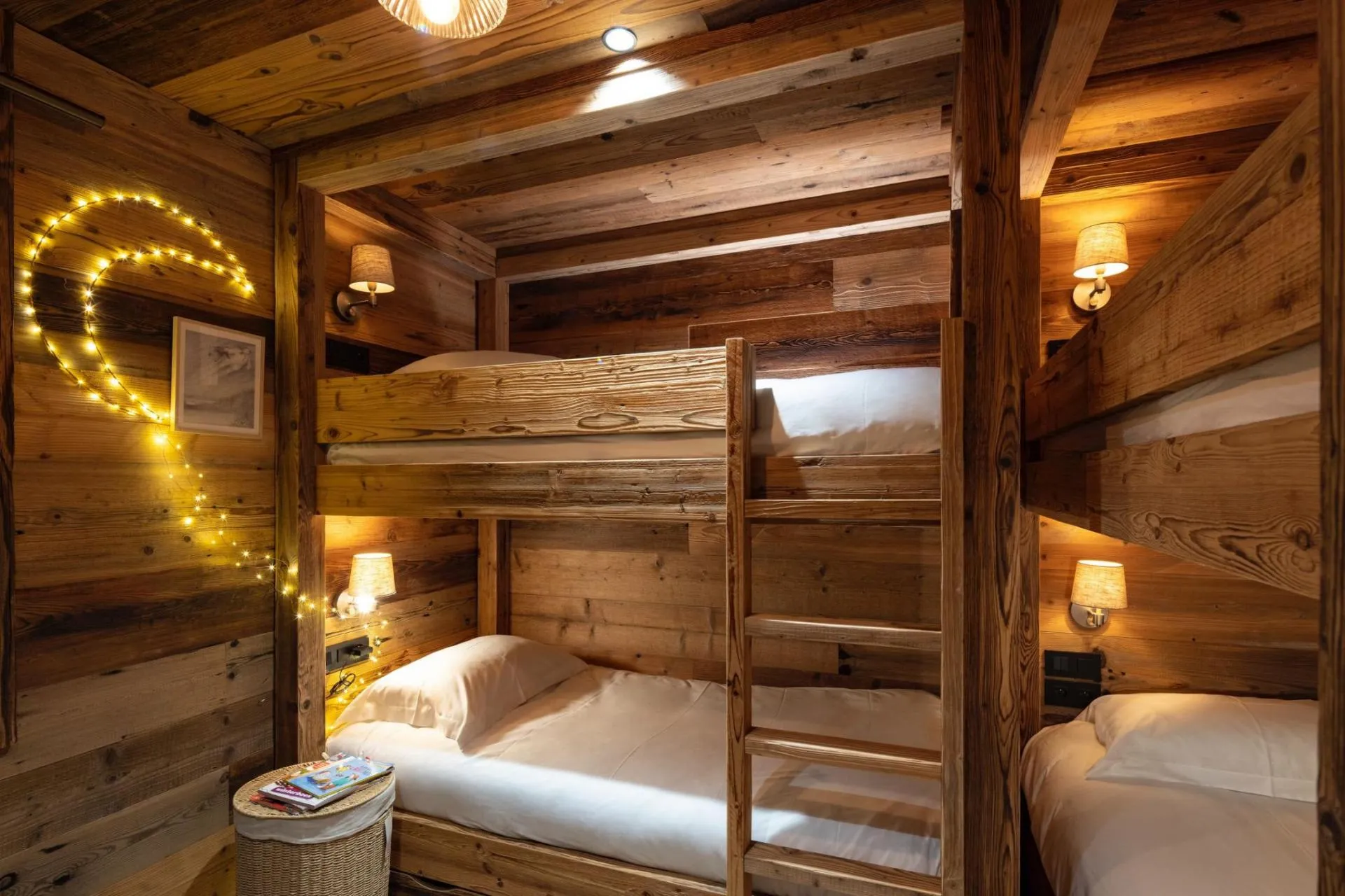 Children’s bunk bedroom with timber beds