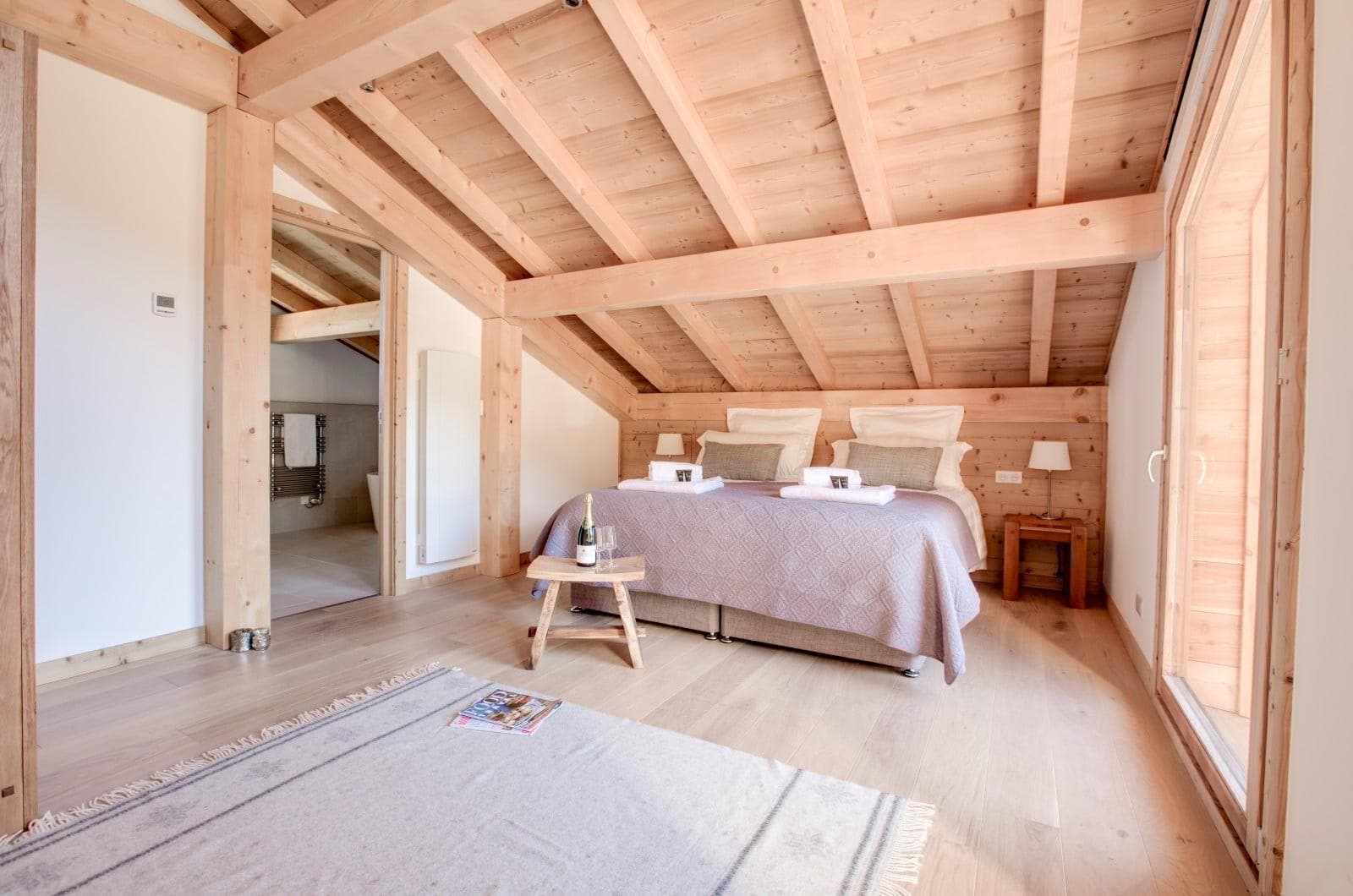 Loft bedroom with super king bed and ensuite bathroom