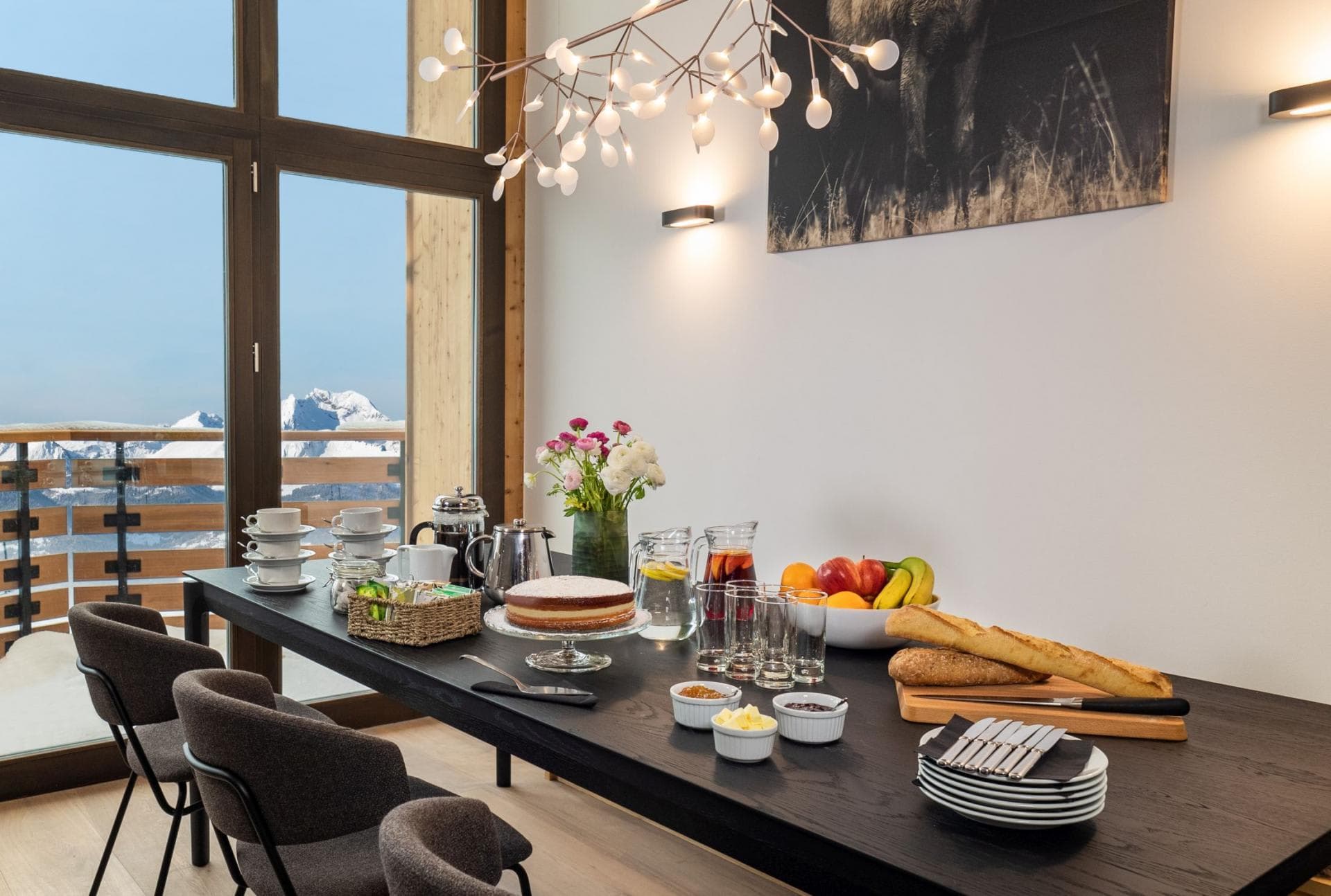 Dining area with alpine views and seating for at least 8