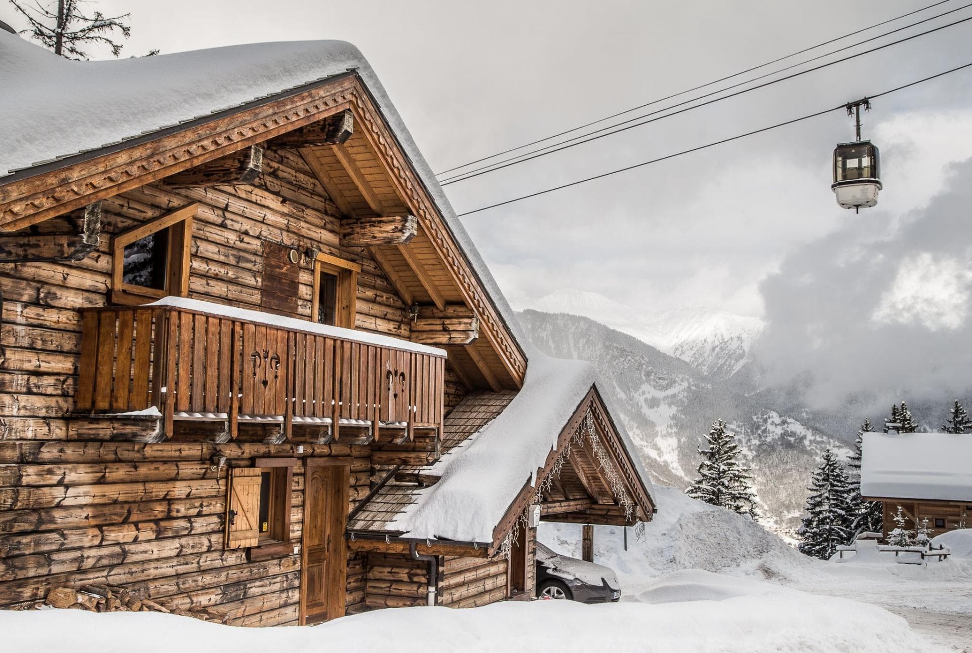 Ski-in, ski-out timber chalet located directly beneath the mountain gondola