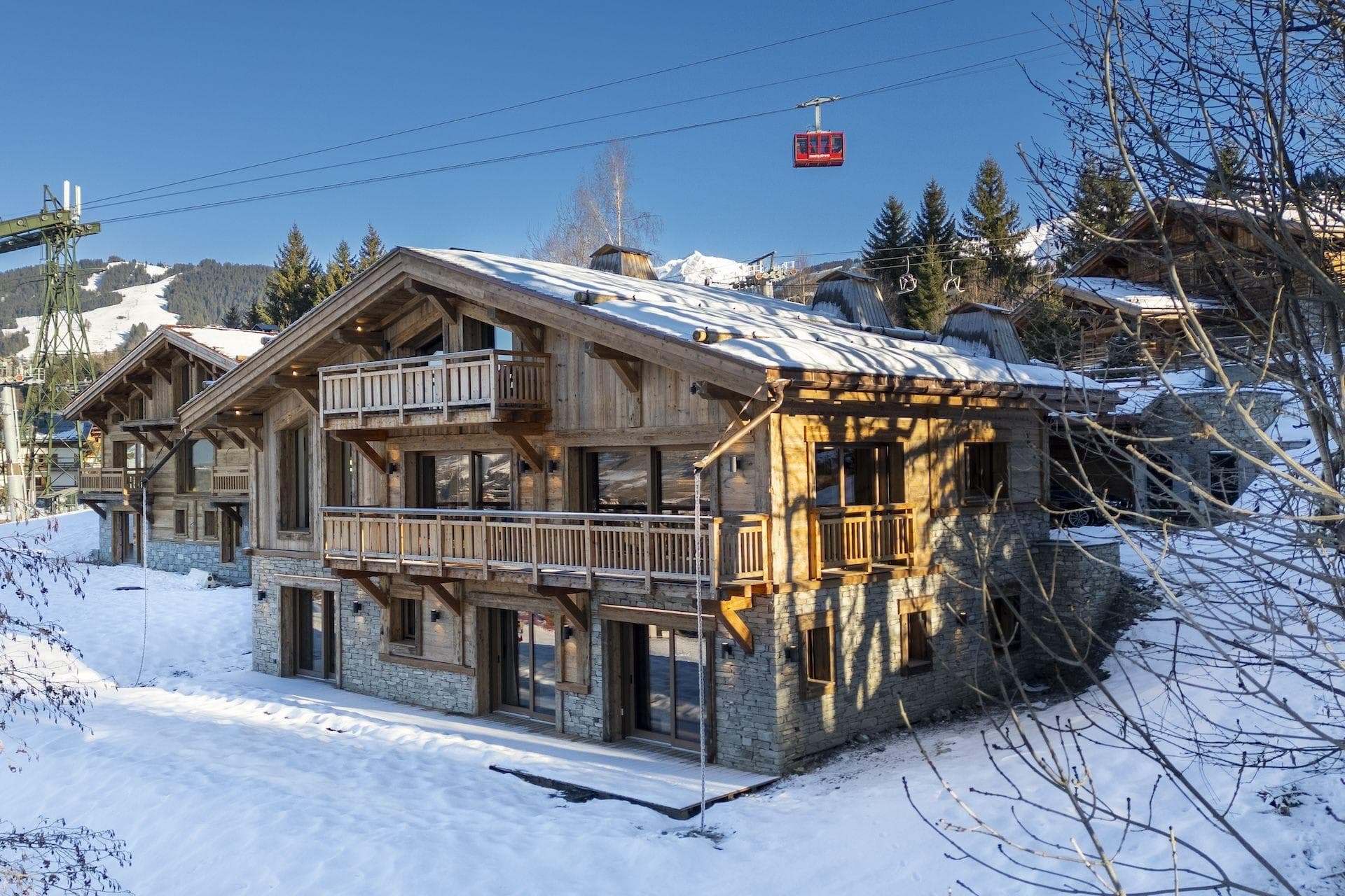 Chalet exterior showing proximity to the mountain gondola