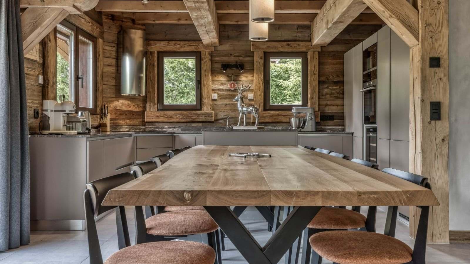 Dining table seats 10; kitchen features wine fridge and integrated appliances