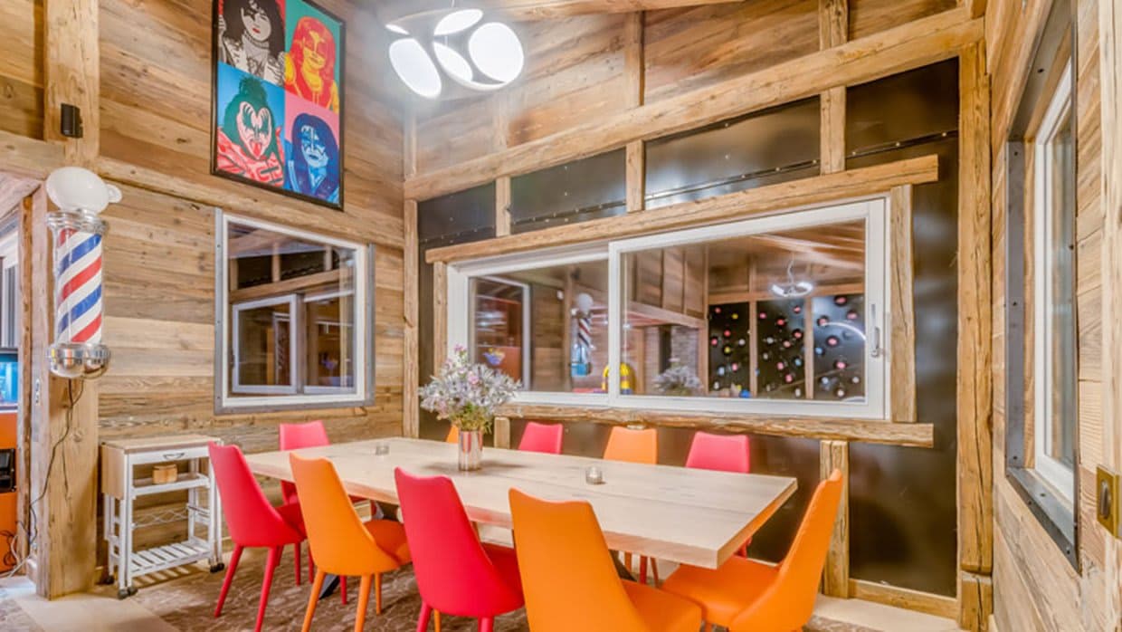 Dining area with seating for 10 and original timber walls
