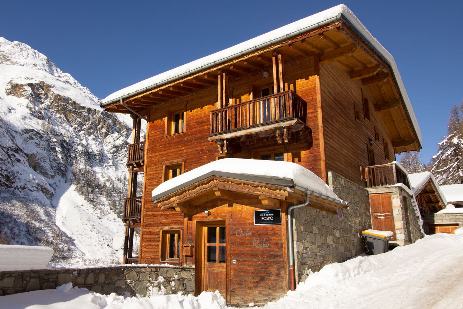Chalet Rosko exterior with private balconies and direct mountain access
