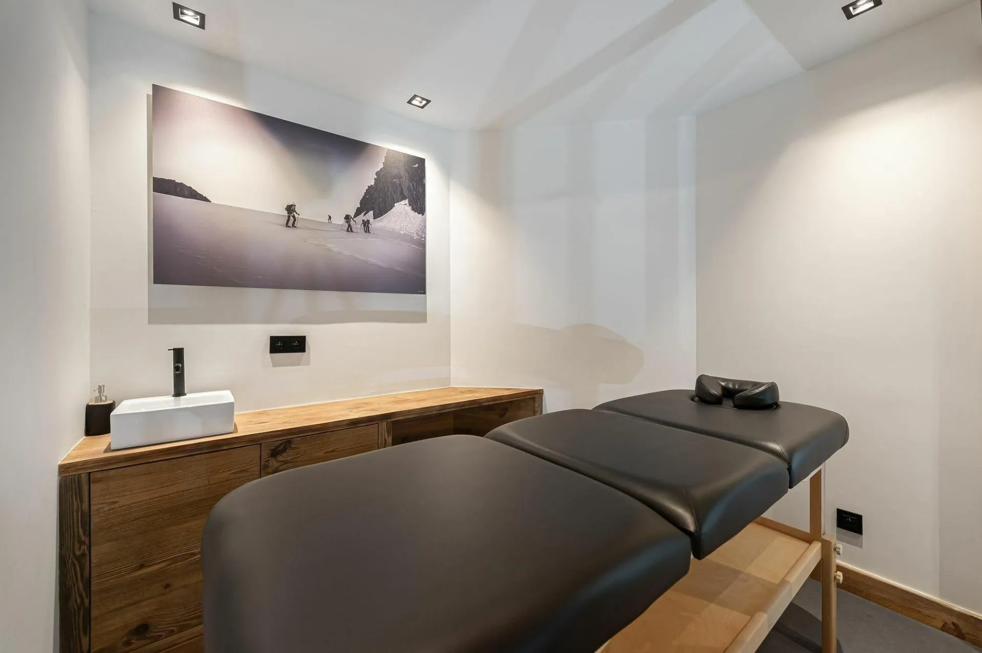 Massage room with treatment table