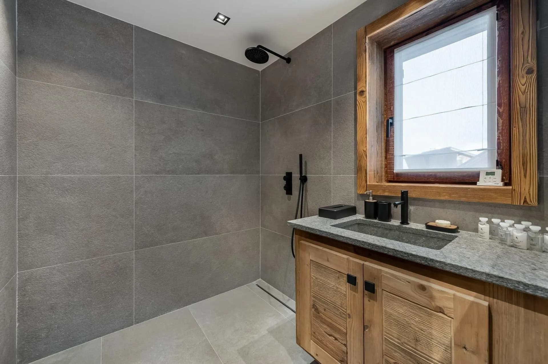 Shower room with basin and window